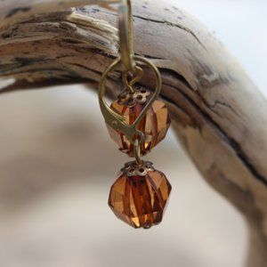 [5/$25] Pretty Amber Brass Earrings